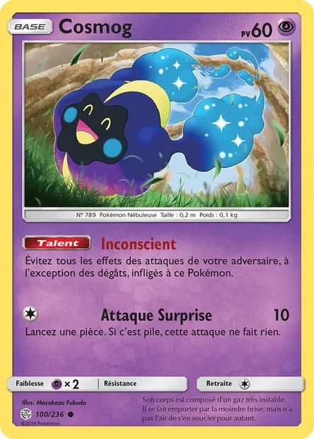 Cosmog, carte Pokémon CEC 100 — extension Éclipse Cosmique