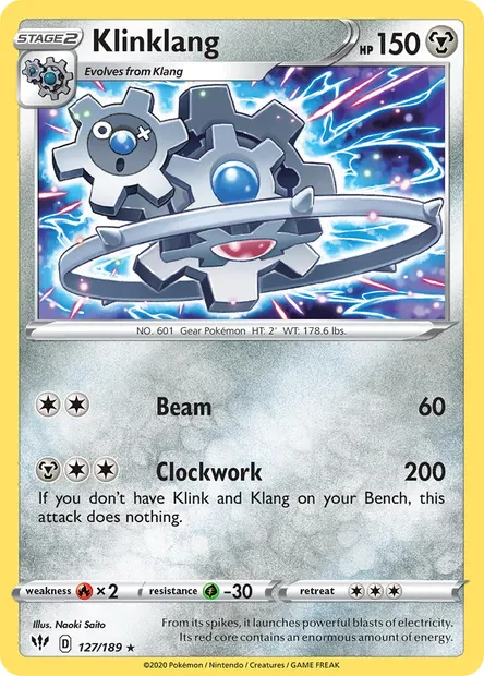 Klinklang, Pokémon card DAA 127 — Darkness Ablaze set