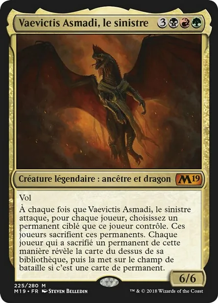 Vaevictis Asmadi, le sinistre, carte Magic M19 225 — extension Core Set 2019