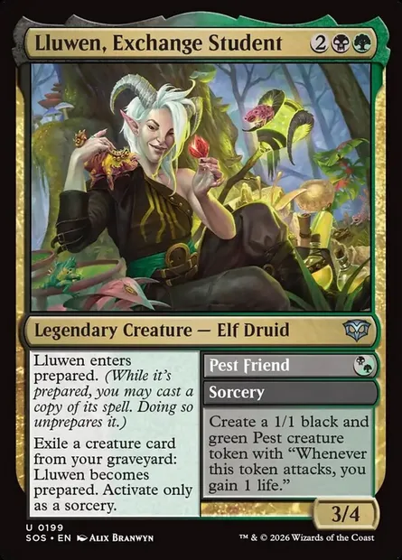 Lluwen, Exchange Student // Pest Friend, Magic card SOS 199 — Secrets of Strixhaven set