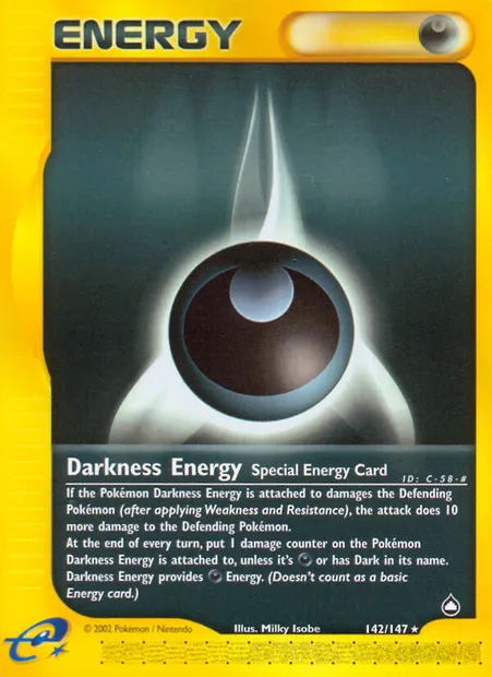 Darkness Energy, Pokémon card AQ 142 — Aquapolis set