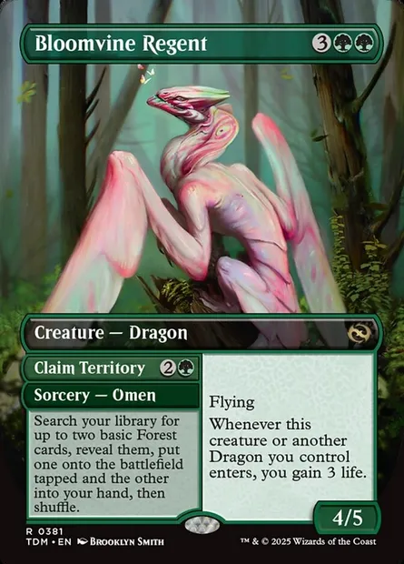 Bloomvine Regent // Claim Territory, carte Magic TDM 381 — extension Tarkir: Dragonstorm