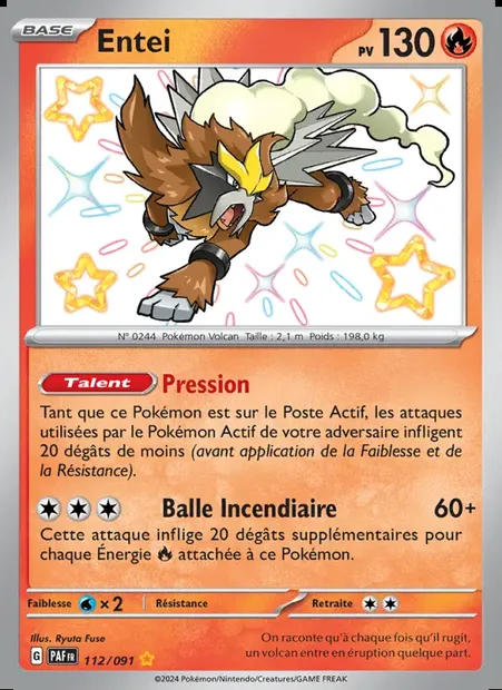 Entei, carte Pokémon PAF 112 — extension Destinées de Paldea