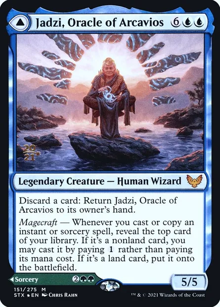 Jadzi, oracle d'Arcavios // Voyage vers l'oracle, carte Magic PSTX 151s — extension Strixhaven: School of Mages Promos