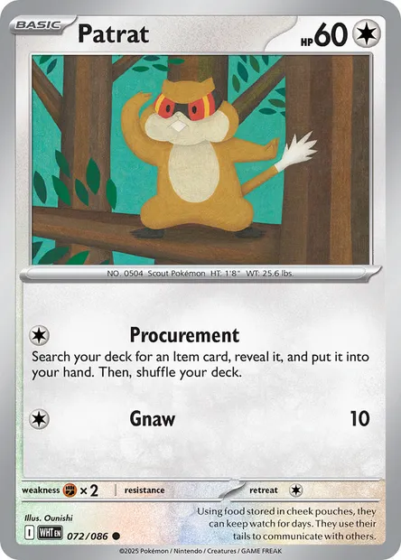 Patrat, Pokémon card WHT 072 — White Flare set