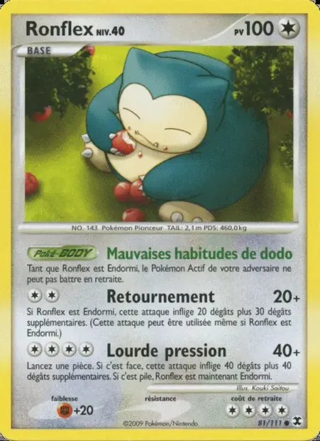 Ronflex Niv. 40, carte Pokémon RR 81 — extension Rivaux Émergeants