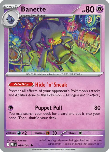 Banette, Pokémon card PBL 034 — Pitch Black set