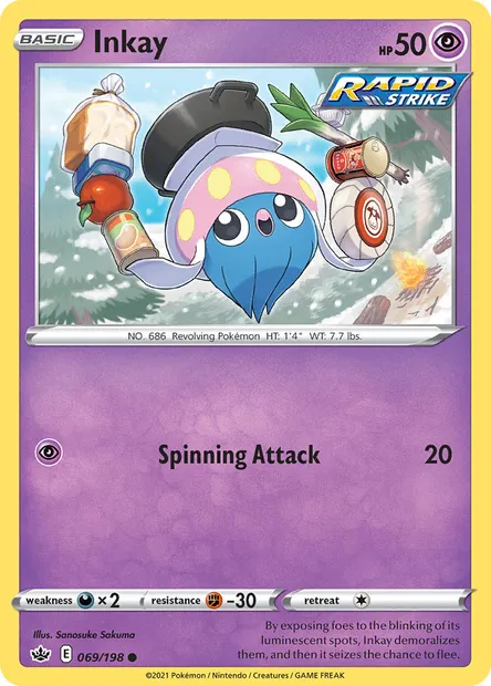 Inkay, Pokémon card CRE 69 — Chilling Reign set