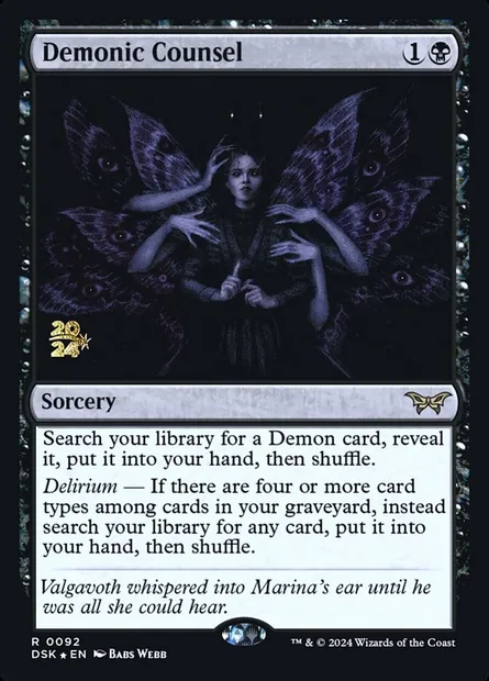 Conseil démoniaque, carte Magic PDSK 92s — extension Duskmourn: House of Horror Promos