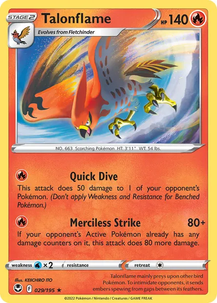 Talonflame, Pokémon card SIT 029 — Silver Tempest set