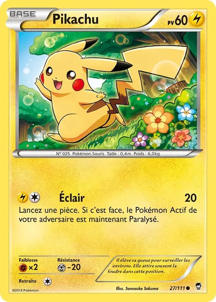 Pikachu, carte Pokémon FFI 27 — extension Poings Furieux