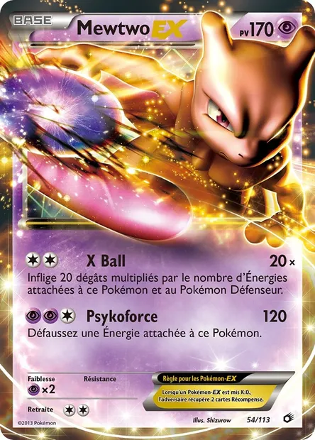Mewtwo-EX, carte Pokémon LTR 54 — extension Legendary Treasures