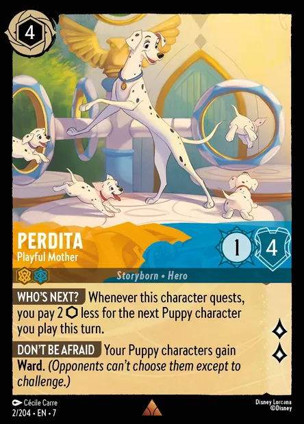 Perdita - Playful Mother, Disney Lorcana card CH7-002 — Archazia's Island set