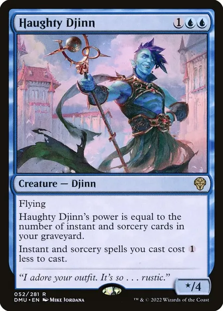 Haughty Djinn, Magic card DMU 52 — Dominaria United set