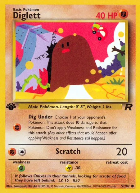 Diglett, Pokémon card TR 52 — Team Rocket set