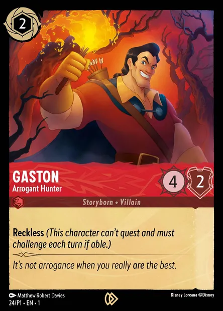 Gaston - Arrogant Hunter, Disney Lorcana card P1-024 — P1 set