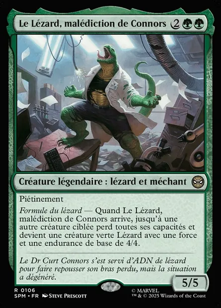 Le Lézard, malédiction de Connors, carte Magic SPM 106 — extension Marvel's Spider-Man