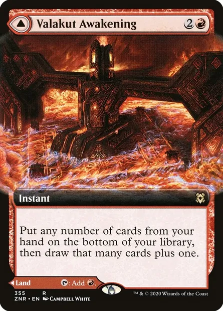 Éveil de Valakut // Forgepierre de Valakut, carte Magic ZNR 355 — extension Renaissance de Zendikar