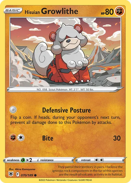 Hisuian Growlithe, Pokémon card ASR 070 — Astral Radiance set