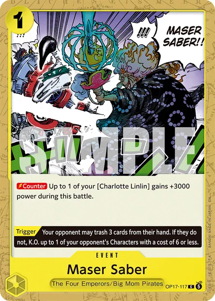 Maser Saber, One Piece card OP17-117 — THE WORLD’S STRONGEST WARRIORS set