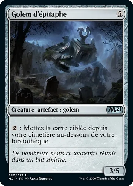 Golem d'épitaphe, carte Magic M21 230 — extension Core Set 2021