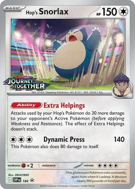Hop's Snorlax, Pokémon card PR-SV 184 — SVP Black Star Promos set