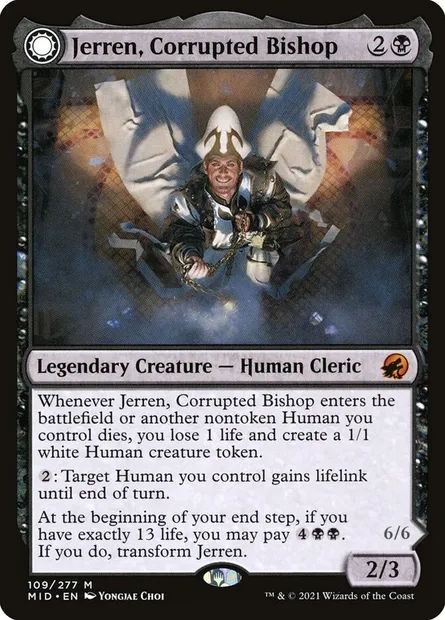 Jerren, Corrupted Bishop // Ormendahl, the Corrupter, Magic card MID 109 — Innistrad: Midnight Hunt set