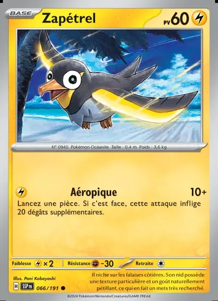 Zapétrel, carte Pokémon SSP 066 — extension Étincelles Déferlantes