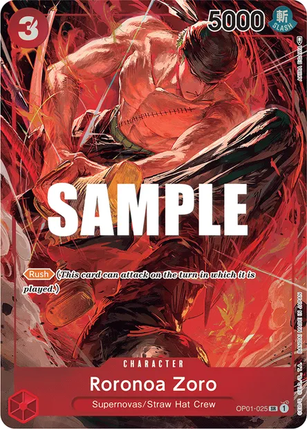Roronoa Zoro, One Piece card OP01-025 — ROMANCE DAWN set