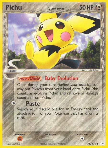 Pichu δ, Pokémon card HP 76 — Holon Phantoms set