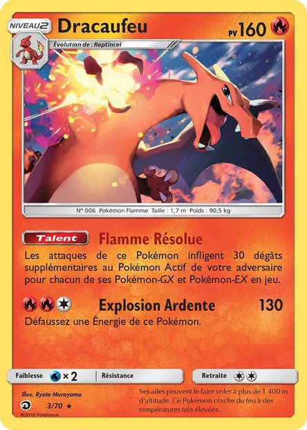 Dracaufeu, carte Pokémon DRM 3 — extension Majesté Des Dragons