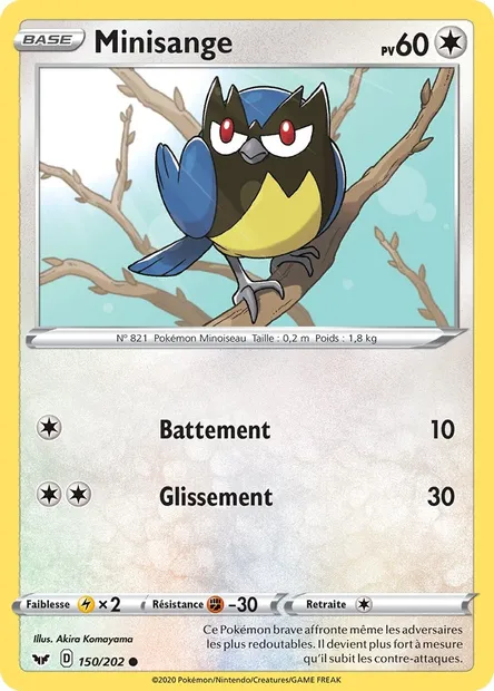 Minisange, carte Pokémon SSH 150 — extension Épée et Bouclier