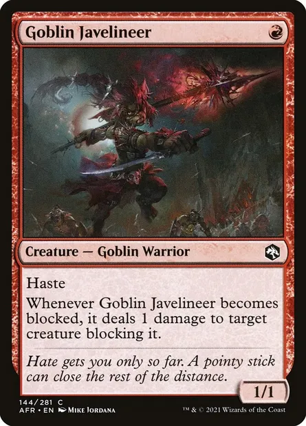 Goblin Javelineer, Magic card AFR 144 — Adventures in the Forgotten Realms set
