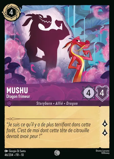 Mushu - Dragon frimeur, carte Disney Lorcana CH10-046 — extension Lueurs dans les Profondeurs