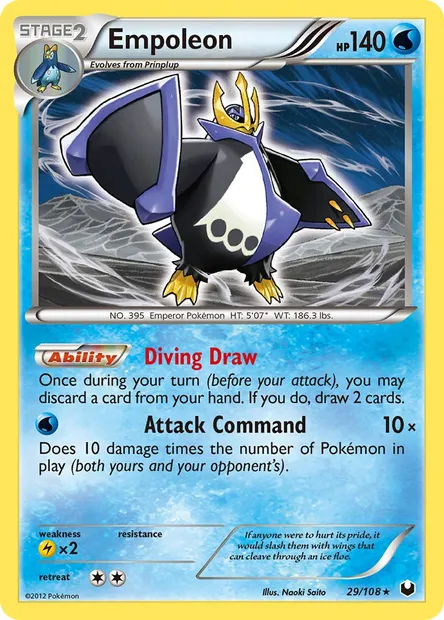 Empoleon, Pokémon card DEX 29 — Dark Explorers set