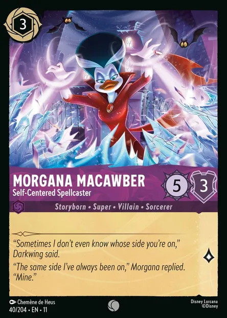 Morgana Macawber - Self-Centered Spellcaster, Disney Lorcana card CH11-040 — Winterspell set