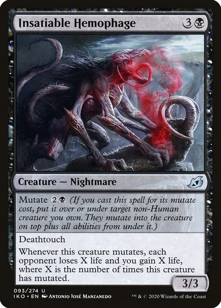 Insatiable Hemophage, Magic card IKO 93 — Ikoria: Lair of Behemoths set