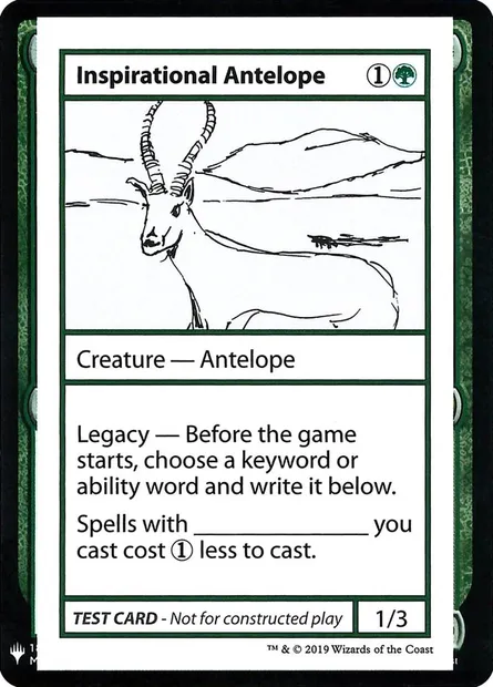 Inspirational Antelope, Magic card CMB1 78 — Mystery Booster Playtest Cards 2019 set