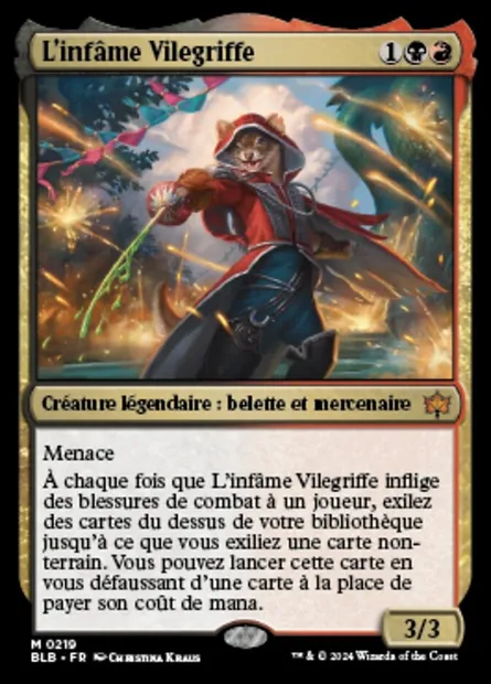 L'infâme Vilegriffe, carte Magic BLB 219 — extension Bloomburrow