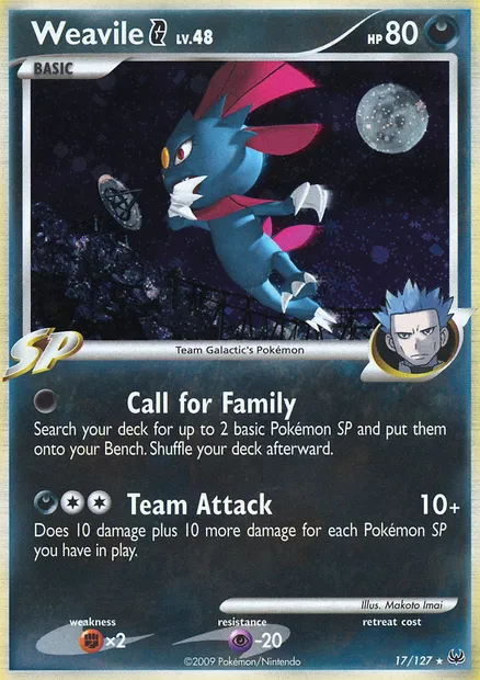 Weavile G, Pokémon card PL 17 — Platinum set