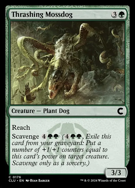Thrashing Mossdog, Magic card CLU 176 — Ravnica: Clue Edition set