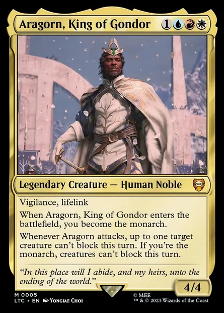Aragorn, King of Gondor, Magic card LTC 5 — Tales of Middle-earth Commander set
