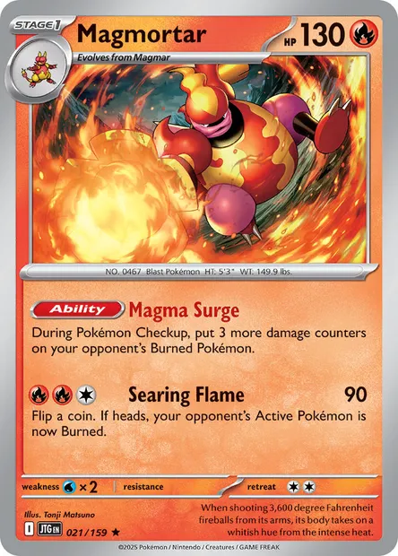Magmortar, Pokémon card JTG 021 — Journey Together set
