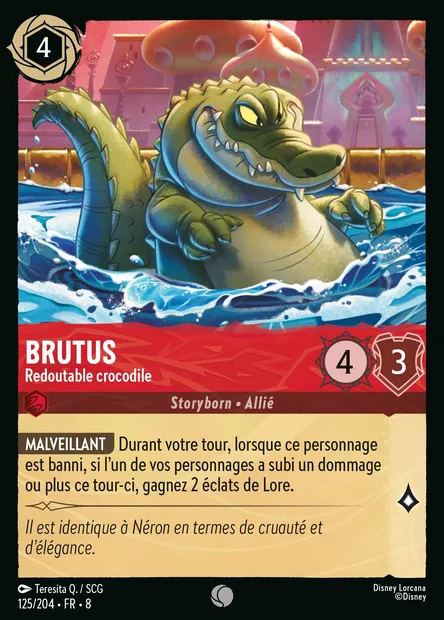 Brutus - Redoutable crocodile, carte Disney Lorcana CH8-125 — extension Le Règne de Jafar