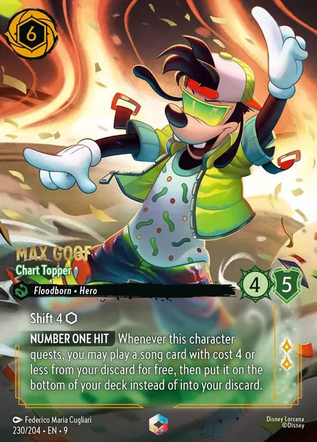 Max Goof - Chart Topper, Disney Lorcana card CH9-230 — Fabled set