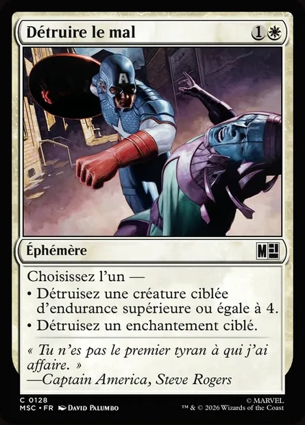 Détruire le mal, carte Magic MSC 128 — extension Marvel Super Heroes Commander