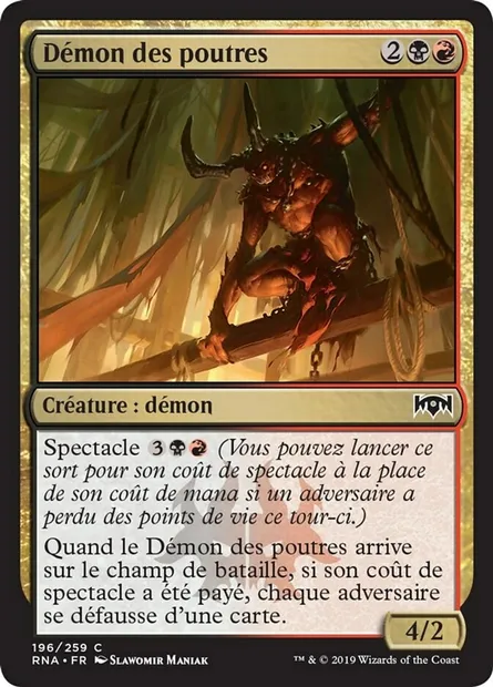 Démon des poutres, carte Magic RNA 196 — extension L'allégeance de Ravnica