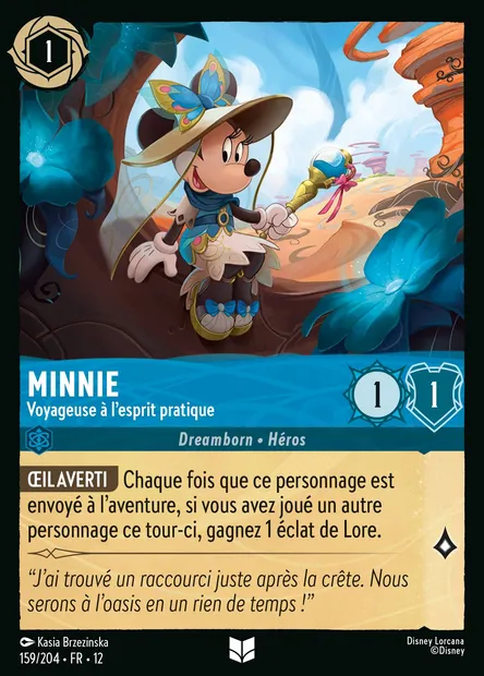 Minnie - Voyageuse à l'esprit pratique, carte Disney Lorcana CH12-159 — extension Contrées Inconnues