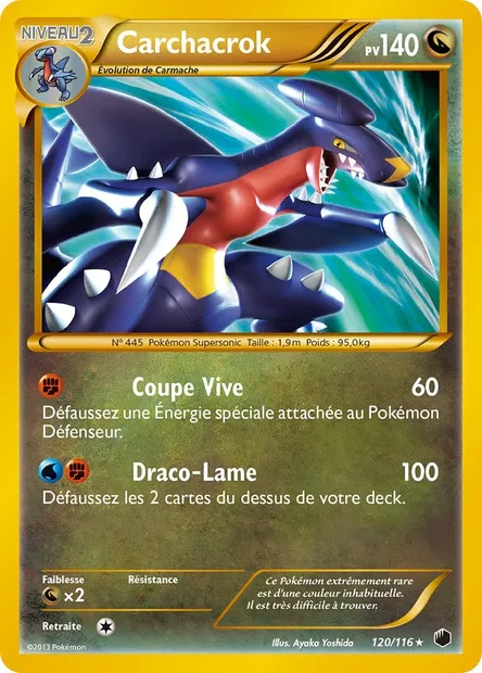 Carchacrok, carte Pokémon PLF 120 — extension Glaciation Plasma