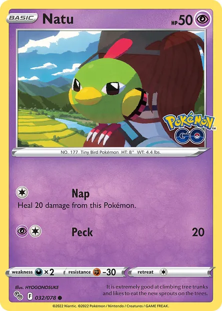Natu, Pokémon card PGO 032 — Pokémon GO set